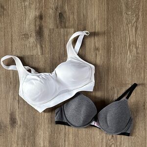 Women's White and Gray Bra Set